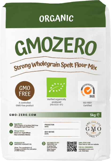 gmozero, organic, wholegrain, spelt, flour mix